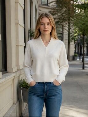 Soho & Stella New York Cropped V-Neck Sweater size S